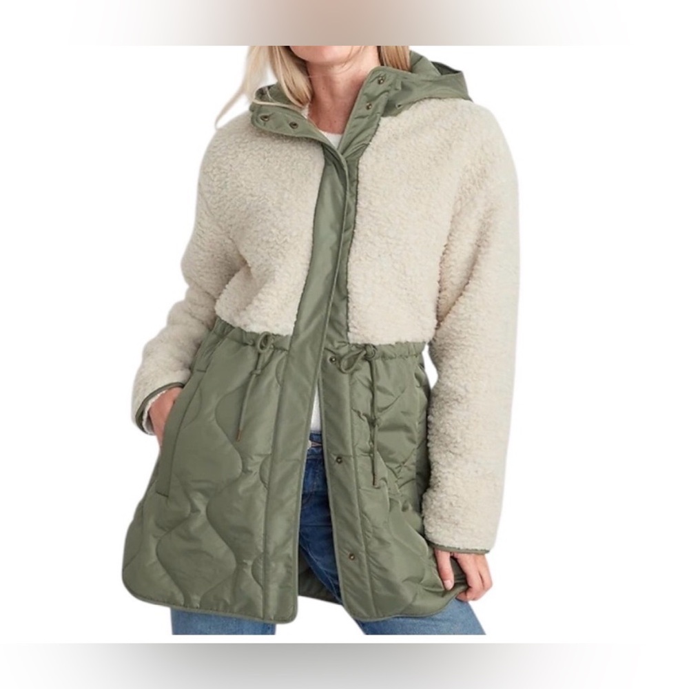 Old Navy Olive and Cream Sherpa Jacket
